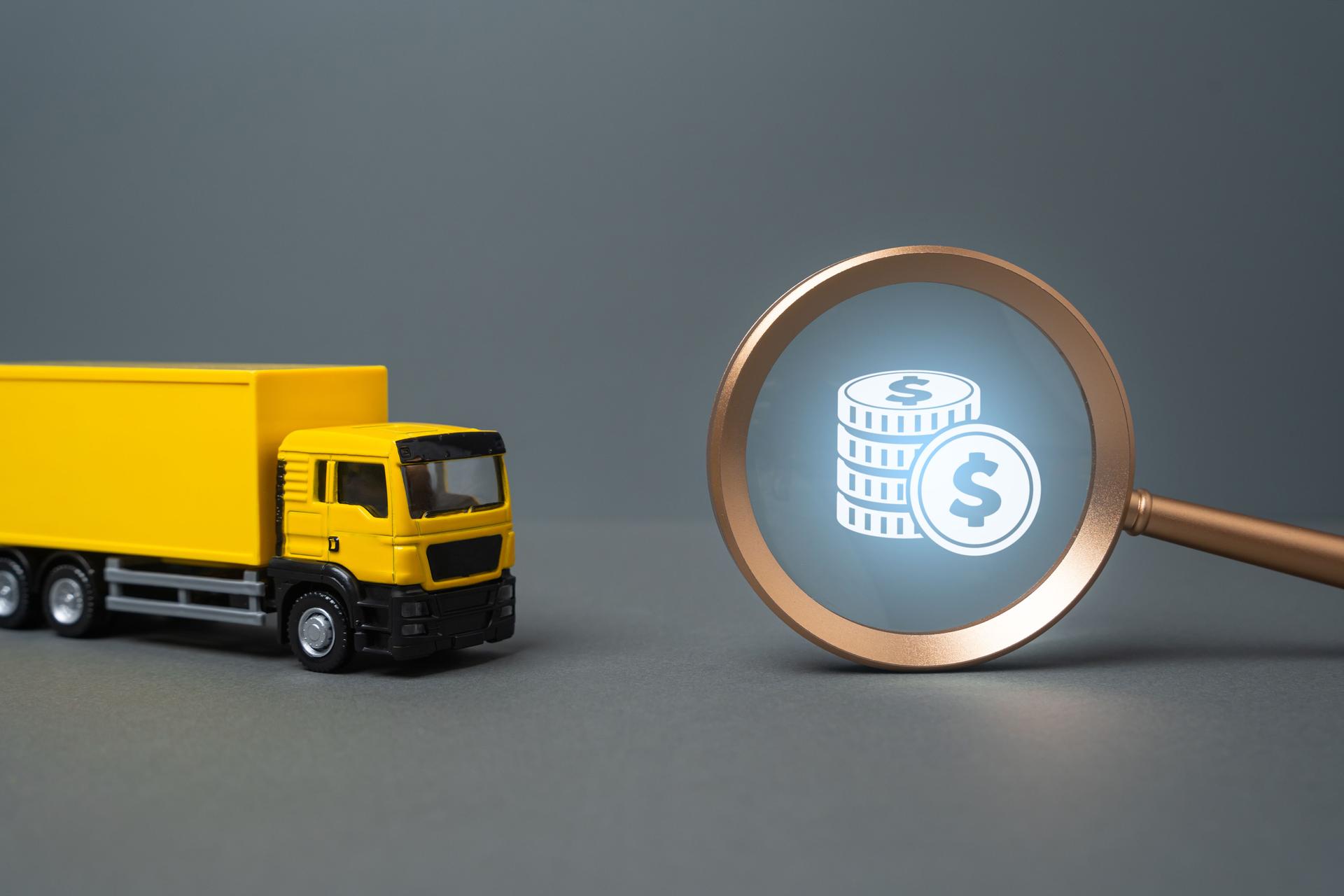 Cost of freight transportation and freight by road transport. Fuel costs, delivery fees, and cargo shipping rates. Adjust pricing. Efficient transportation management, route planning logistics